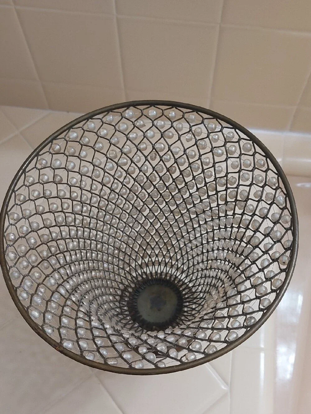 Bombay Clear Beaded Mesh Vase with Bronze Finish